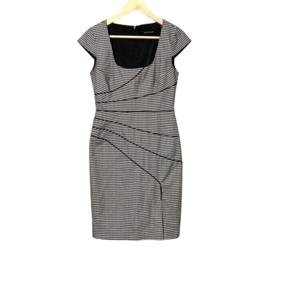 Black Halo Sorel houndstooth square neckline cap sleeve sheath dress 6 - Picture 2 of 5
